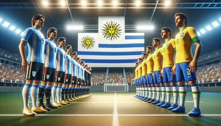Uruguays Herrlandslag I Fotboll Mot Brasiliens Herrlandslag I Fotboll Laguppställning